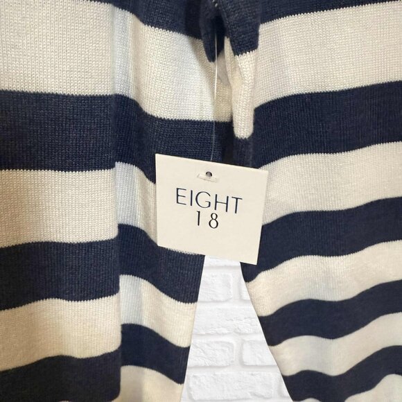 NWT Eight 18 Ainslie Coastal Grandma Striped Crewneck Sweater Small Navy White - Picture 4 of 9